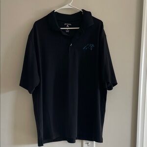 Antigua Black Carolina Panthers Polo Shirt